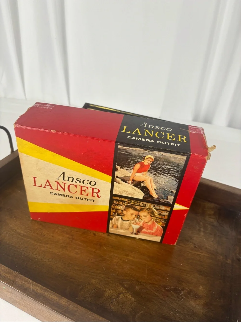 Vintage Ansco Lancer Camera Outfit w/ Flash & Original Box Untested 1950s